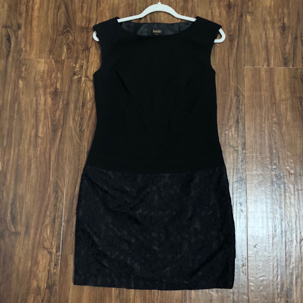 Laundry by Shelli Segal Drop Waist Black Dress